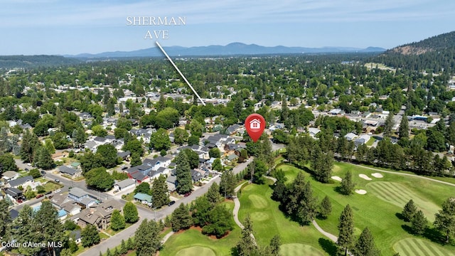 303 S 19th St, Coeur Dalene, ID 83814 - aerial view of residential area with a mountain backdrop and a golf course
