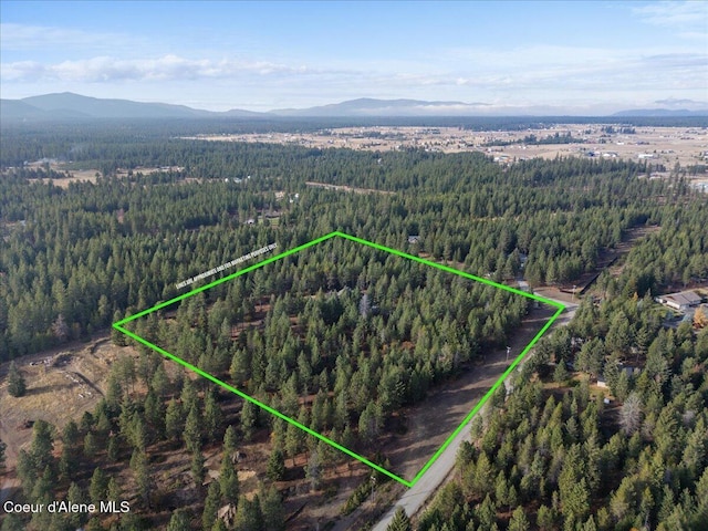 2130 E Bellamy Rd, Athol, ID 83801 - aerial view of property and surrounding area featuring a mountain backdrop and property parcel outlined