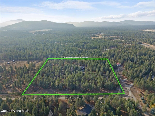 2130 E Bellamy Rd, Athol, ID 83801 - aerial view of property's location featuring mountains and property boundaries highlighted