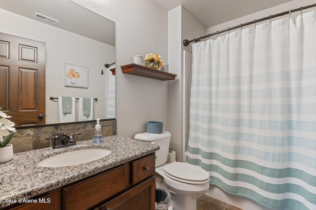 1431 W Ashmont Way, Coeur Dalene, ID 83815 - bathroom with vanity, tasteful backsplash, and a shower with shower curtain
