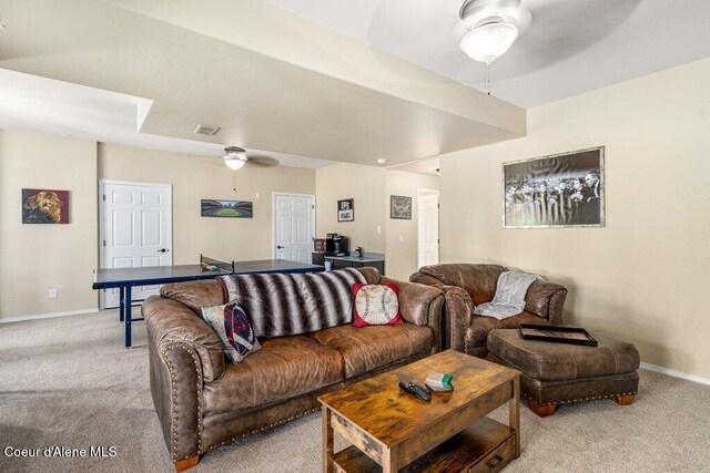 740 N Dundee Dr, Post Falls, ID 83854 - living room featuring a ceiling fan and light colored carpet