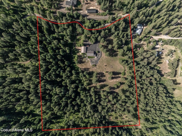 8718 W Sausser Dr, Coeur Dalene, ID 83814 - aerial view of property's location featuring property boundaries highlighted