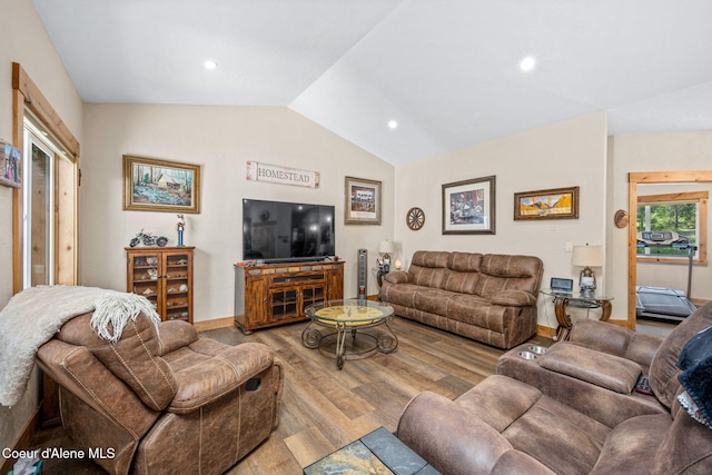 80 Parkland Dr, Blanchard, ID 83804 - living area with lofted ceiling and wood finished floors