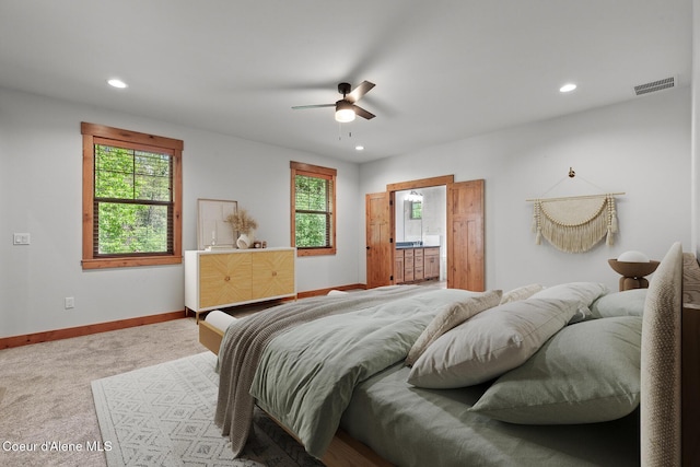 357 Odonnell Dr, Dover, ID 83825 - carpeted bedroom featuring recessed lighting, a ceiling fan, and ensuite bath