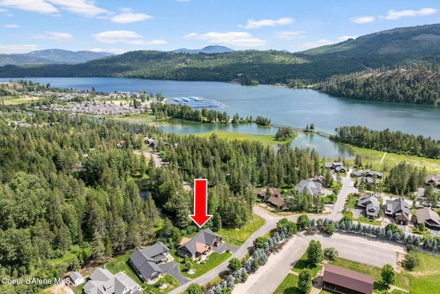 357 Odonnell Dr, Dover, ID 83825 - aerial view of property and surrounding area featuring a water and mountain view and a heavily wooded area
