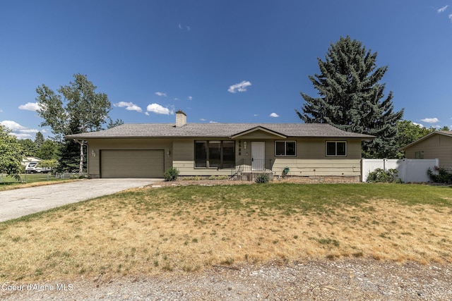 6300 N Sunrise Ter, Coeur Dalene, ID 83815 - ranch-style home featuring a chimney, driveway, and a garage