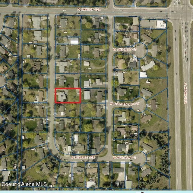6300 N Sunrise Ter, Coeur Dalene, ID 83815 - map of property location featuring property parcel outlined