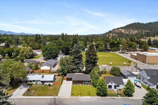 1217 E Montana Ave, Coeur Dalene, ID 83814 - aerial perspective of suburban area with a mountain backdrop and a heavily wooded area