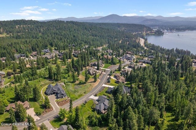 3742 W Cielo View Ct, Coeur Dalene, ID 83814 - aerial view of property's location featuring a heavily wooded area and a water and mountain view