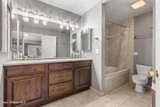 7722 W Clemetson Rd, Coeur Dalene, ID 83814 - full bathroom with tile patterned floors, tiled shower / bath combo, and double vanity