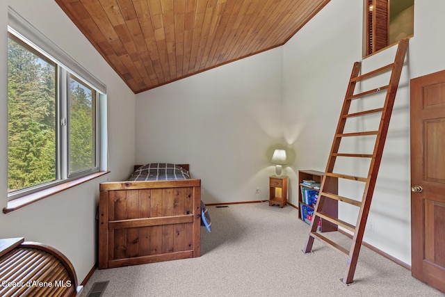 7722 W Clemetson Rd, Coeur Dalene, ID 83814 - carpeted bedroom featuring lofted ceiling and wooden ceiling