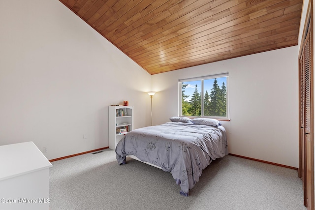 7722 W Clemetson Rd, Coeur Dalene, ID 83814 - bedroom featuring wood ceiling, light colored carpet, and vaulted ceiling