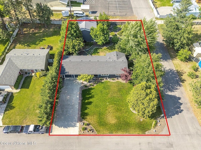 502 W 14th Ave, Post Falls, ID 83854 - aerial view of residential area with property parcel outlined