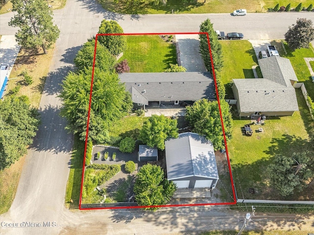 502 W 14th Ave, Post Falls, ID 83854 - aerial view of property and surrounding area featuring property parcel outlined