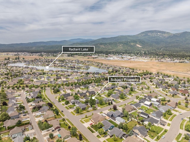 13417 N Halley St, Rathdrum, ID 83858 - aerial overview of property's location featuring a water and mountain view and nearby suburban area