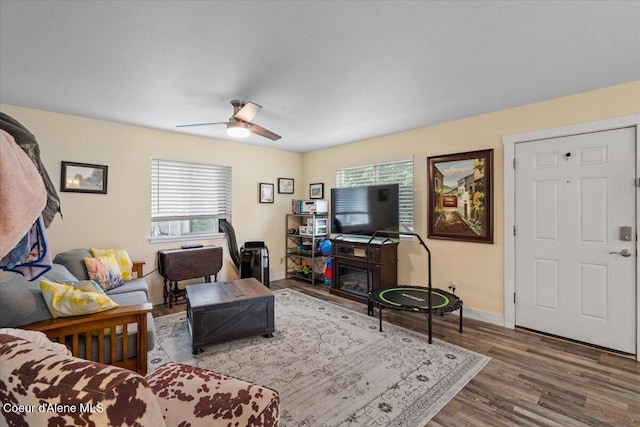 2270 W Linda Way, Post Falls, ID 83854 - living room featuring wood finished floors and ceiling fan