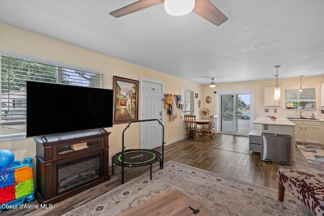2270 W Linda Way, Post Falls, ID 83854 - living area with ceiling fan and wood finished floors
