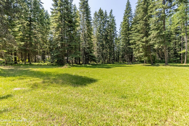 4900 E Hudlow Rd, Hayden, ID 83835 - view of green lawn featuring a forest view