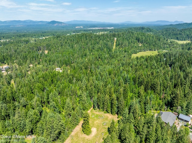 4900 E Hudlow Rd, Hayden, ID 83835 - aerial overview of property's location featuring a heavily wooded area and mountains