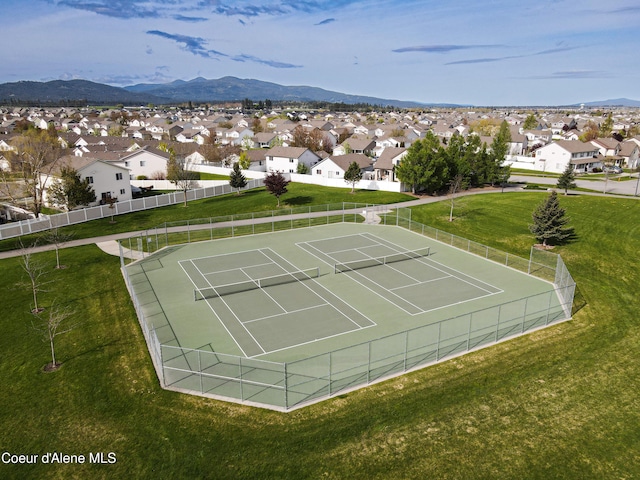 7833 N Hilliard Ct, Coeur Dalene, ID 83815 - view of tennis court featuring a residential view and a mountain view