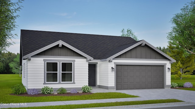 13652 N Apex Way, Hayden, ID 83835 - view of front of house featuring board and batten siding, an attached garage, roof with shingles, and driveway