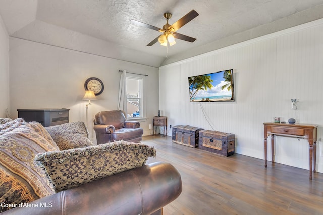 32271 N 5th Ave, Spirit Lake, ID 83869 - living room with wood finished floors, lofted ceiling, and a ceiling fan