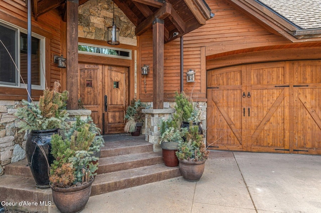 5841 W Clemetson Rd, Coeur Dalene, ID 83814 - entrance to property featuring stone siding and a porch