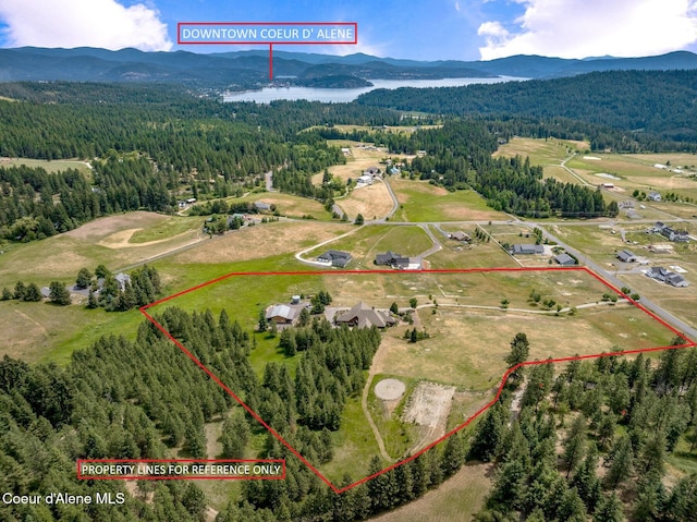 5841 W Clemetson Rd, Coeur Dalene, ID 83814 - aerial overview of property's location featuring property boundaries highlighted