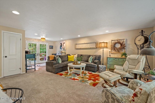 12321 N Sherwood Ct, Hayden, ID 83835 - living area featuring french doors, carpet flooring, and recessed lighting
