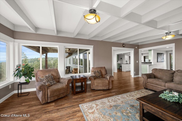 3772 S Schilling Loop, Post Falls, ID 83854 - living area featuring beamed ceiling and wood finished floors