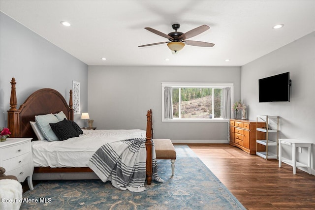 3772 S Schilling Loop, Post Falls, ID 83854 - bedroom featuring wood finished floors, recessed lighting, and ceiling fan
