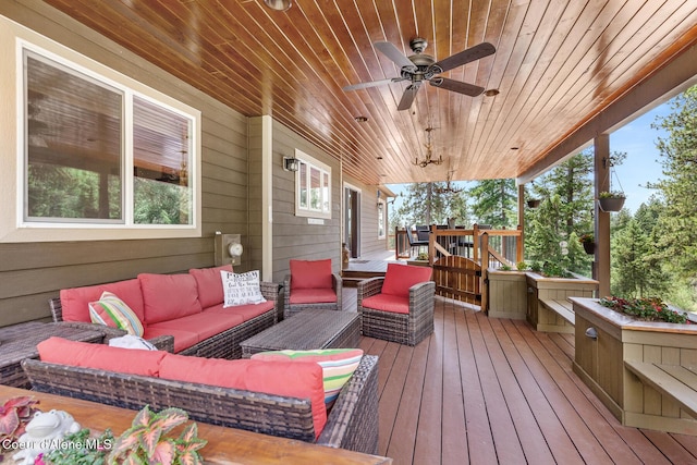 1529 S Saddleback Dr, Coeur Dalene, ID 83814 - deck featuring outdoor lounge area and ceiling fan