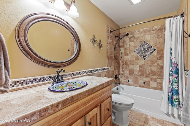 1529 S Saddleback Dr, Coeur Dalene, ID 83814 - full bath featuring vanity, shower / bath combination with curtain, and tile patterned flooring