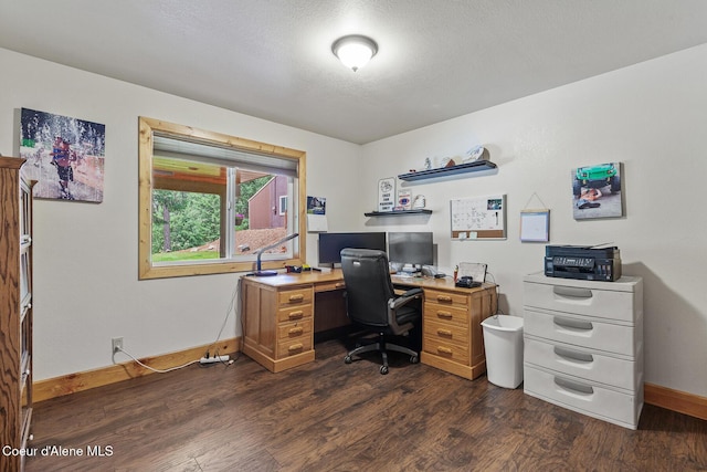 1529 S Saddleback Dr, Coeur Dalene, ID 83814 - office featuring dark wood-style flooring and a textured ceiling