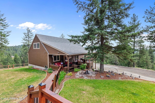 1529 S Saddleback Dr, Coeur Dalene, ID 83814 - rear view of property with an outdoor living space and a deck