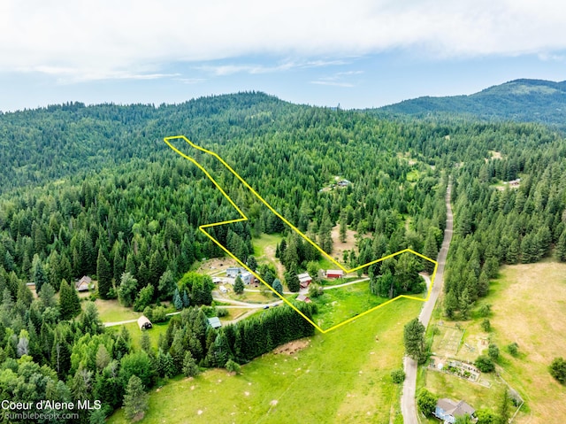 19441 N Rustic Ridge Trl, Rathdrum, ID 83858 - aerial overview of property's location featuring mountains and property parcel outlined