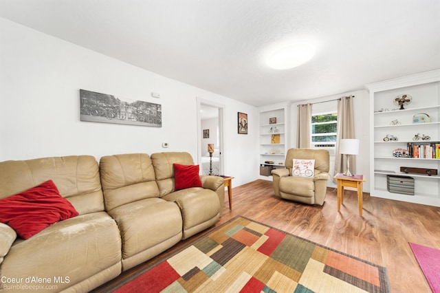 1025 N 1st St, Coeur Dalene, ID 83814 - living area with wood finished floors and built in shelves