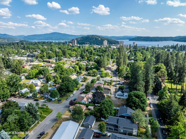 1025 N 1st St, Coeur Dalene, ID 83814 - aerial view of property's location featuring a water and mountain view
