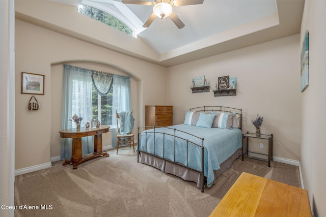 12608 N Shamrock St, Hayden, ID 83835 - bedroom featuring carpet, vaulted ceiling, and ceiling fan