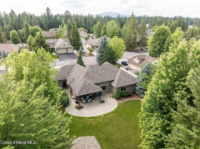 12608 N Shamrock St, Hayden, ID 83835 - aerial view of residential area with a heavily wooded area