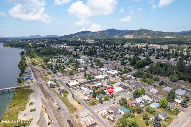 110 Cedar St, Priest River, ID 83856 - aerial perspective of suburban area featuring a water and mountain view