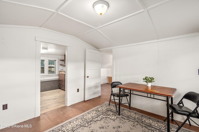 110 Cedar St, Priest River, ID 83856 - office with vaulted ceiling and wood finished floors