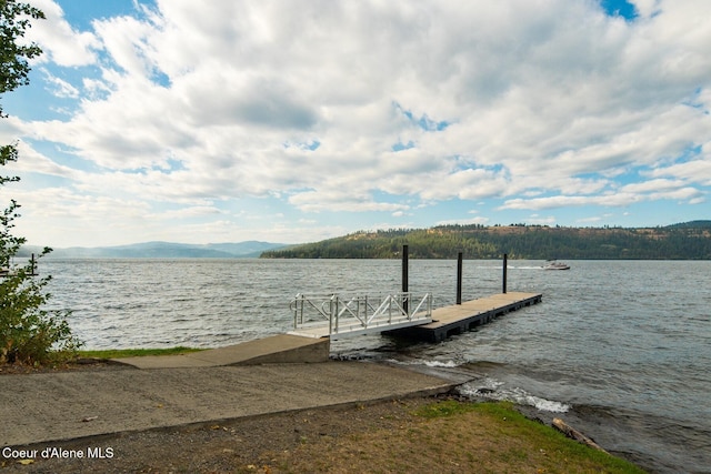 26443 S Farup Rd, Worley, ID 83876 - dock featuring a water and mountain view and a boat ramp