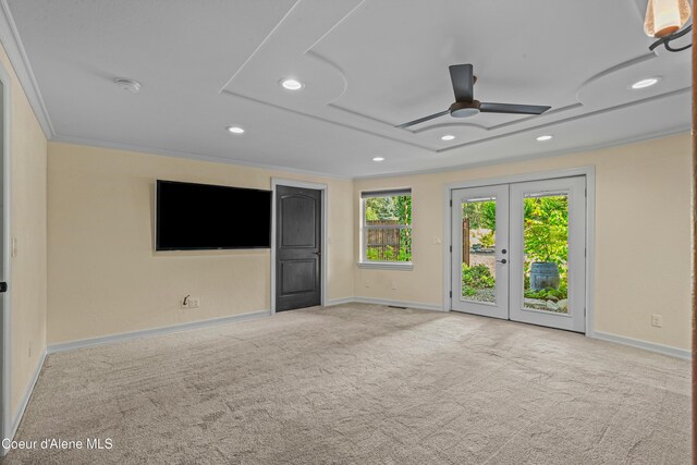822 Ridgewood, Kamiah, ID 83536 - carpeted spare room with ornamental molding, recessed lighting, and ceiling fan