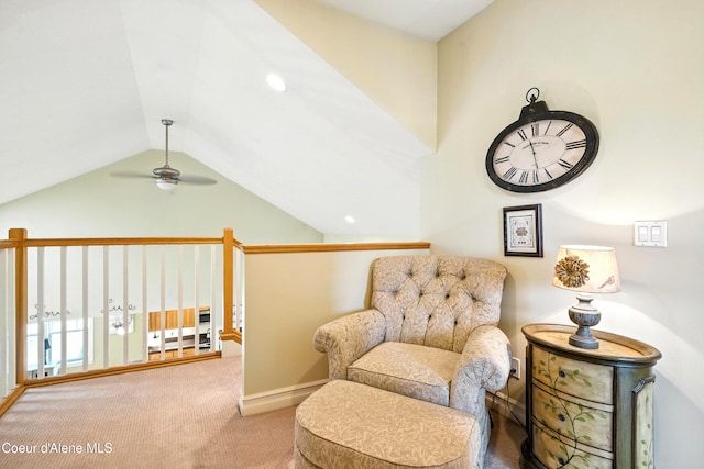 30 Beacon Hill Rd, Cocolalla, ID 83813 - living area with ceiling fan, vaulted ceiling, and carpet