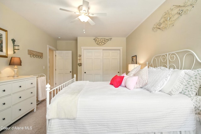 30 Beacon Hill Rd, Cocolalla, ID 83813 - bedroom featuring light carpet, a closet, and ceiling fan