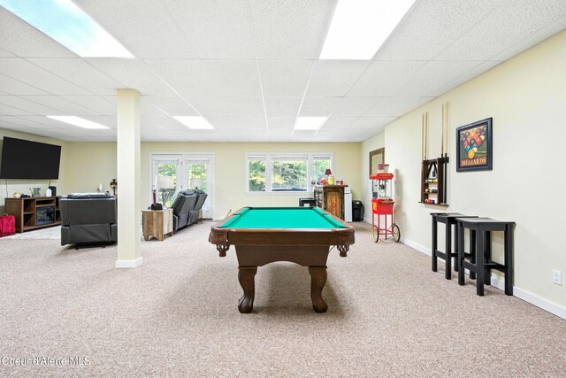 30 Beacon Hill Rd, Cocolalla, ID 83813 - recreation room featuring carpet floors, a drop ceiling, and billiards
