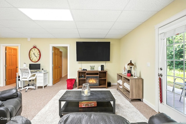 30 Beacon Hill Rd, Cocolalla, ID 83813 - carpeted living room featuring a drop ceiling and an office area