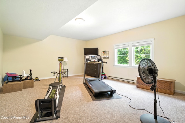 30 Beacon Hill Rd, Cocolalla, ID 83813 - exercise area with a baseboard radiator and carpet flooring