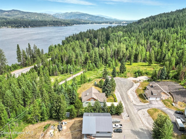 30 Beacon Hill Rd, Cocolalla, ID 83813 - aerial overview of property's location with a heavily wooded area and a water and mountain view